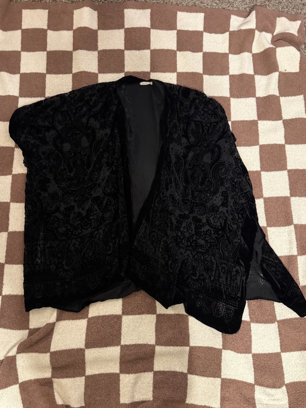 Urban Outfitters Black Velvet Sheer Kimono